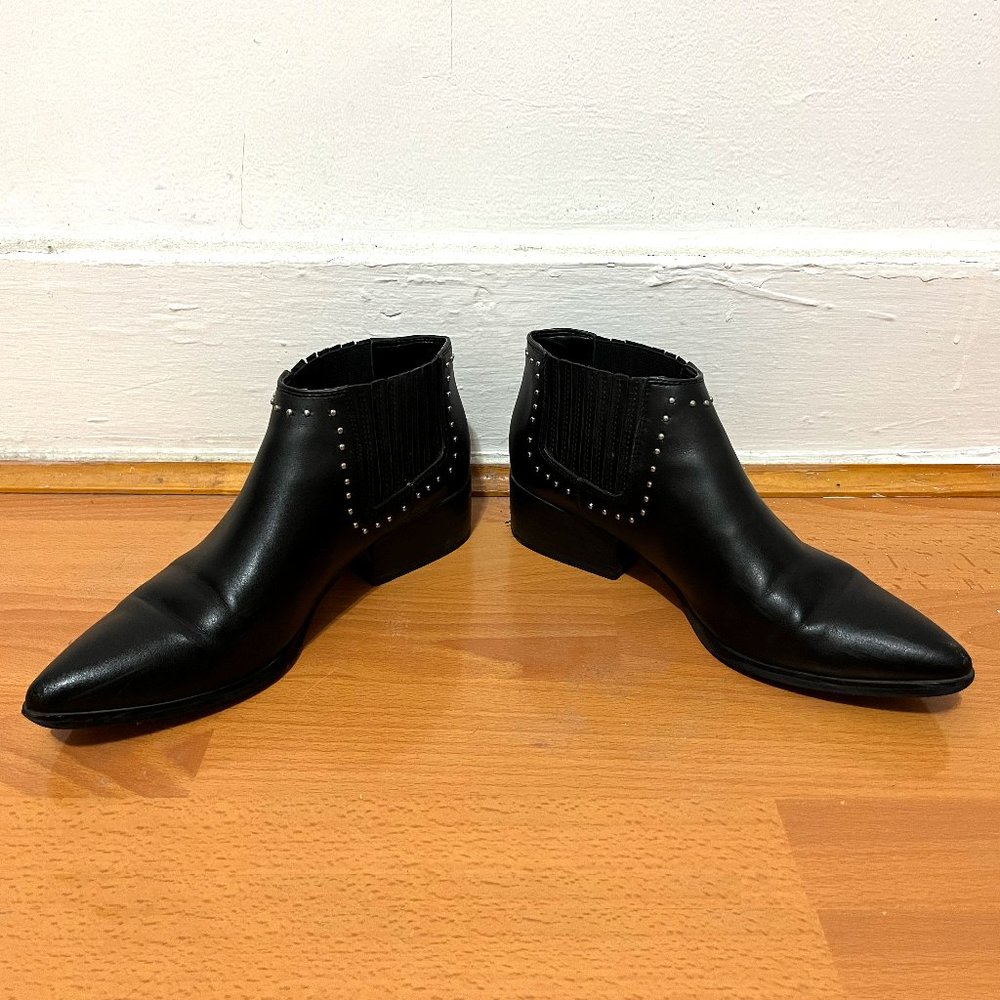 Black Pointy Toe Rivet Ankle Boots Size 6.5